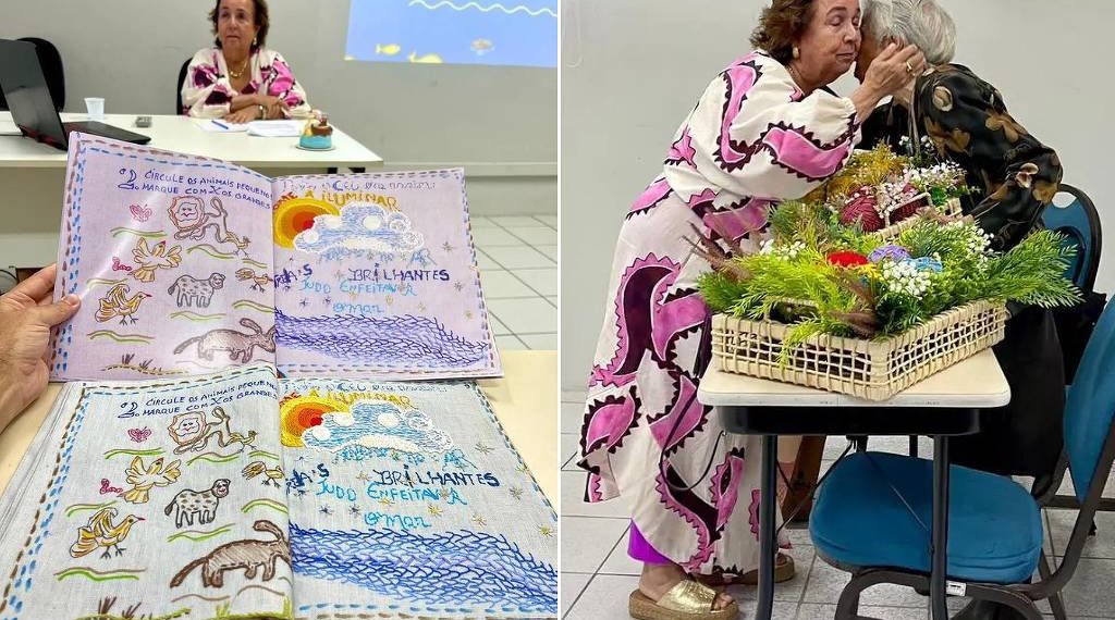 Aos 77 anos, aposentada conclui faculdade e divide conquista com a mãe, de 98